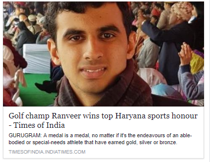 Golf champ Ranveer wins top Haryana sports honour