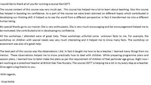 Trainee feedback for Professional Development Courses (8)