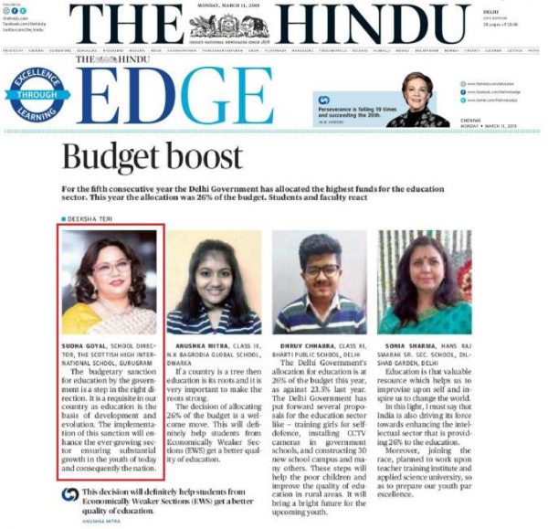 Media Coverage by 'The Hindu newspaper'11th March 19