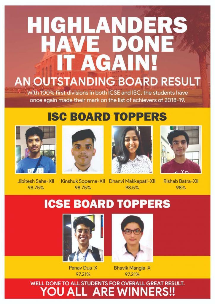 Scottish High International School Result 100% first divisions in both ICSE and ISC