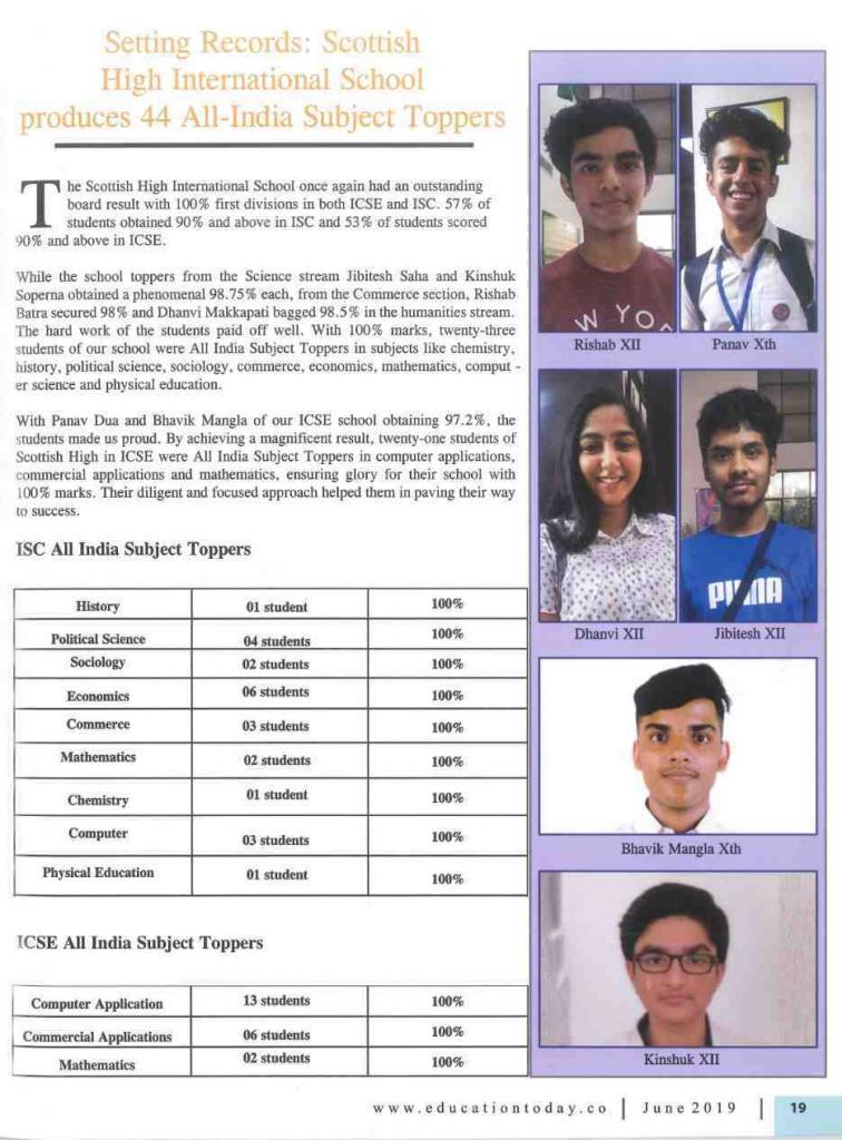 ISC & ICSE board result 2019 - featured by 'Education Today' magazine